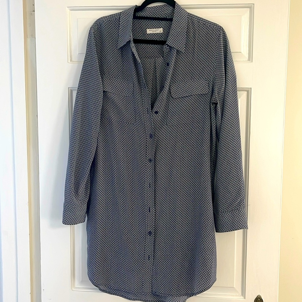 Equipment Silk Blue Shirt Dress